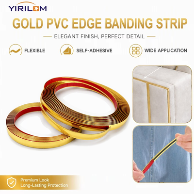 Prezzo buono Striscia d'oro per bordure in PVC con finitura metallica opaca 13 mm di larghezza 2,8 mm di altezza in linea