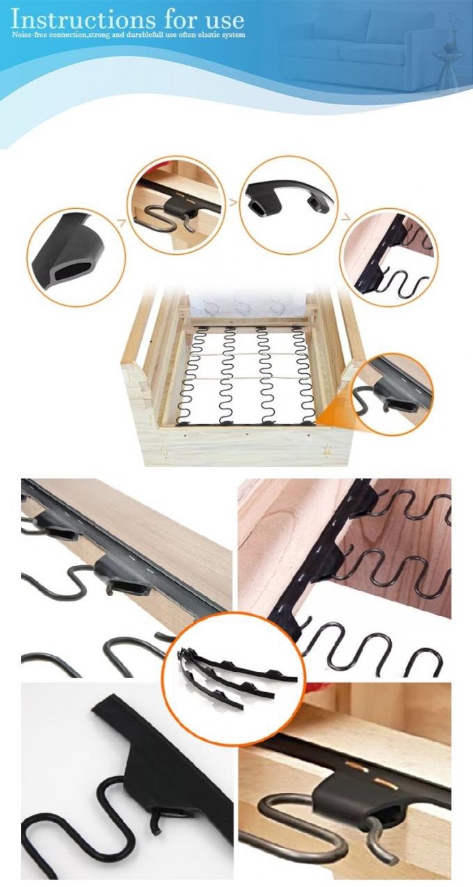 Ingrosso accessori mobili divano telaio fissaggio di plastica fissaggio di striscia per molle Zigzag 4